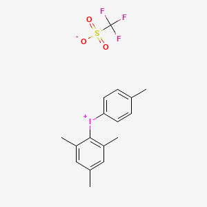 Chemical structure of (4-Methylphenyl)(2,4,6-trimethylphenyl)iodonium Trifluoromethanesulfonate