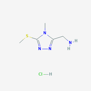 Chemical structure of (4-METHYL-5-(METHYLTHIO)-4H-1,2,4-TRIAZOL-3-YL)METHANAMINE HYDROCHLORIDE