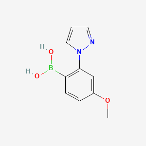 Chemical structure of (4-Methoxy-2-(1H-pyrazol-1-yl)phenyl)boronic acid
