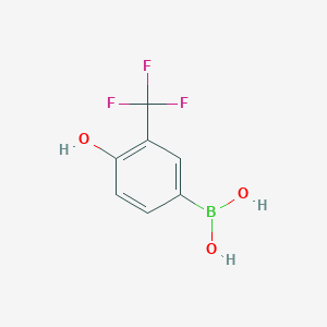 Chemical structure of (4-Hydroxy-3-(trifluoromethyl)phenyl)boronic acid