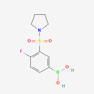 Chemical structure of (4-Fluoro-3-(pyrrolidin-1-ylsulfonyl)phenyl)boronic acid