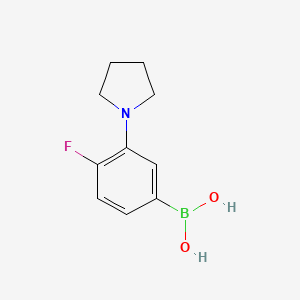Chemical structure of (4-Fluoro-3-(pyrrolidin-1-yl)phenyl)boronic acid