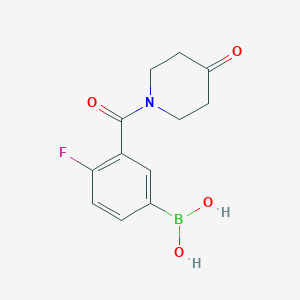 Chemical structure of (4-fluoro-3-(4-oxopiperidine-1-carbonyl)phenyl)boronic acid