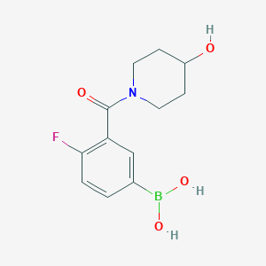 Chemical structure of (4-Fluoro-3-(4-hydroxypiperidine-1-carbonyl)phenyl)boronic acid