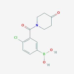 Chemical structure of (4-Chloro-3-(4-oxopiperidine-1-carbonyl)phenyl)boronic acid