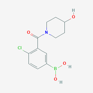 Chemical structure of (4-Chloro-3-(4-hydroxypiperidine-1-carbonyl)phenyl)boronic acid
