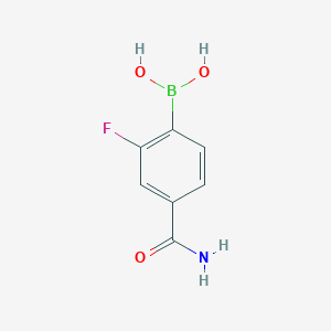 Chemical structure of (4-Carbamoyl-2-fluorophenyl)boronic acid