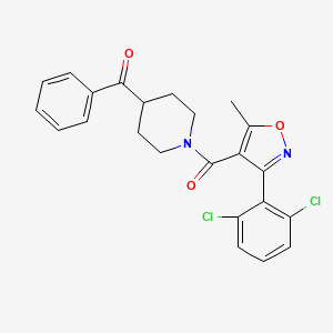 Chemical structure of (4-Benzoylpiperidin-1-yl)(3-(2,6-dichlorophenyl)-5-methylisoxazol-4-yl)methanone