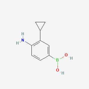 Chemical structure of (4-amino-3-cyclopropylphenyl)boronic acid