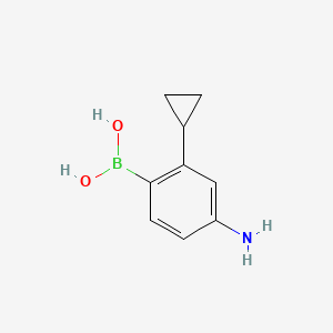 Chemical structure of (4-amino-2-cyclopropylphenyl)boronic acid