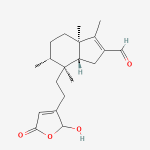 Chemical structure of (4→2)-Abeo-16-hydroxycleroda-2,13-dien-15,16-olide-3-al