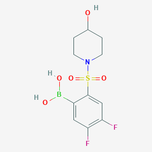 Chemical structure of (4,5-Difluoro-2-((4-hydroxypiperidin-1-yl)sulfonyl)phenyl)boronic acid