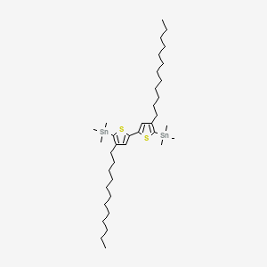 Chemical structure of (4,4'-di-n-dodecyl-2,2'-bithiophene-5,5'-diyl)bis(trimethylstannane)