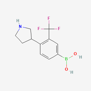 Chemical structure of (4-(pyrrolidin-3-yl)-3-(trifluoromethyl)phenyl)boronic acid
