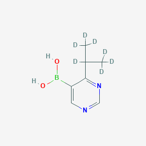 Chemical structure of 4-(iso-Propyl-d7)-pyrimidine-5-boronic acid