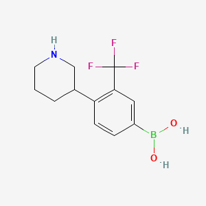 Chemical structure of (4-(piperidin-3-yl)-3-(trifluoromethyl)phenyl)boronic acid