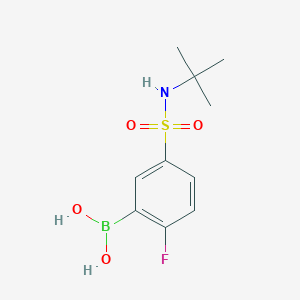 Chemical structure of (4-(N-(tert-butyl)sulfamoyl)-3-fluorophenyl)boronic acid