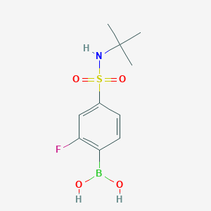 Chemical structure of (4-(N-(tert-butyl)sulfamoyl)-2-fluorophenyl)boronic acid