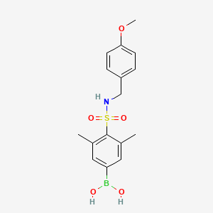 Chemical structure of (4-(N-(4-Methoxybenzyl)sulfamoyl) -3,5-dimethylphenyl)boronic acid