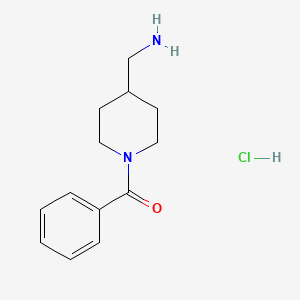 Chemical structure of (4-(Aminomethyl)piperidin-1-yl)(phenyl)methanone hydrochloride
