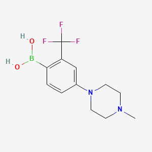 Chemical structure of (4-(4-methylpiperazin-1-yl)-2-(trifluoromethyl)phenyl)boronic acid