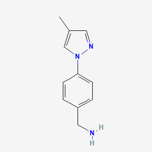 Chemical structure of (4-(4-Methyl-1H-pyrazol-1-yl)phenyl)methanamine