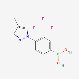 Chemical structure of (4-(4-methyl-1H-pyrazol-1-yl)-3-(trifluoromethyl)phenyl)boronic acid