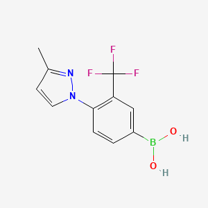 Chemical structure of (4-(3-methyl-1H-pyrazol-1-yl)-3-(trifluoromethyl)phenyl)boronic acid