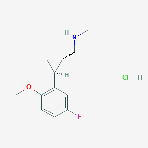 Chemical structure of (4-(3-fluorophenyl)tetrahydro-2H-pyran-4-yl)methanamine hydrochloride