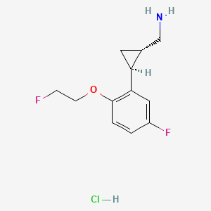Chemical structure of (4-(3,5-difluorophenyl)tetrahydro-2H-pyran-4-yl)methanamine hydrochloride