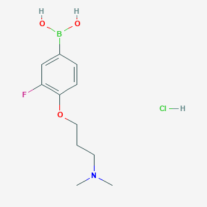 Chemical structure of (4-(3-(Dimethylamino)propoxy)-3-fluorophenyl)boronic acid hydrochloride