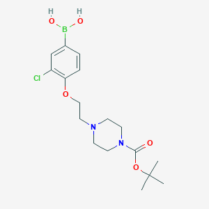 Chemical structure of (4-(2-(4-(tert-Butoxycarbonyl)piperazin-1-yl)ethoxy)-3-chlorophenyl)boronic acid