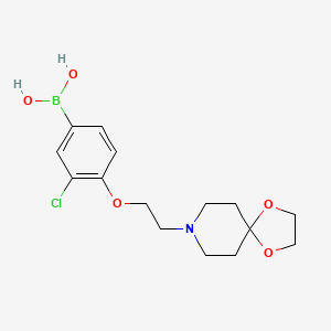 Chemical structure of (4-(2-(1,4-Dioxa-8-azaspiro[4.5]decan-8- yl)ethoxy)-3-chlorophenyl)boronic acid