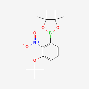 Chemical structure of (4-(2-((tert-Butoxycarbonyl)(cyclopropyl)amino)ethoxy)phenyl)boronic acid