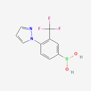 Chemical structure of (4-(1H-pyrazol-1-yl)-3-(trifluoromethyl)phenyl)boronic acid