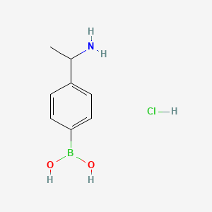 Chemical structure of (4-(1-Aminoethyl)phenyl)boronic acid hydrochloride