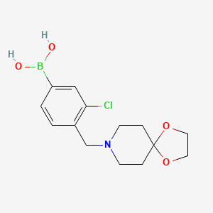 Chemical structure of (4-(1,4-Dioxa-8-azaspiro[4.5]decan-8-ylmethyl)-3-chlorophenyl)boronic acid