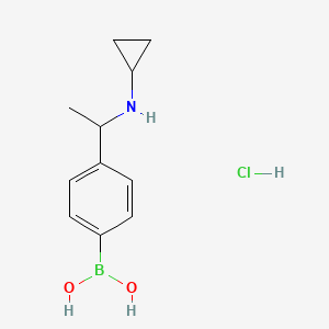 Chemical structure of (4-(1-(Cyclopropylamino)ethyl)phenyl)boronic acid hydrochloride