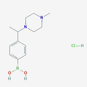 Chemical structure of (4-(1-(4-Methylpiperazin-1-yl)ethyl)phenyl)boronic acid hydrochloride