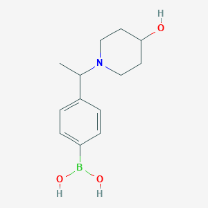 Chemical structure of (4-(1-(4-Hydroxypiperidin-1-yl)ethyl)phenyl)boronic acid