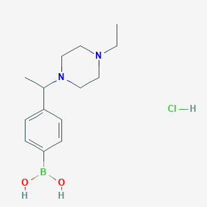 Chemical structure of (4-(1-(4-Ethylpiperazin-1-yl)ethyl)phenyl)boronic acid hydrochloride