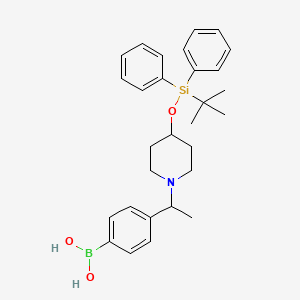 Chemical structure of (4-(1-(4-((tert-Butyldiphenylsilyl)oxy)piperidin- 1-yl)ethyl)phenyl)boronic acid