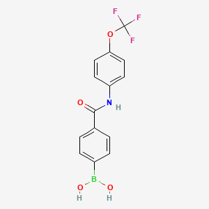 Chemical structure of (4-((4-(Trifluoromethoxy)phenyl)carbamoyl)phenyl)boronic acid