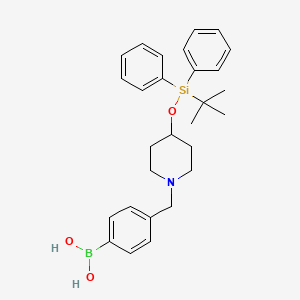 Chemical structure of (4-((4-((tert-Butyldiphenylsilyl)oxy)piperidin- 1-yl)methyl)phenyl)boronic acid