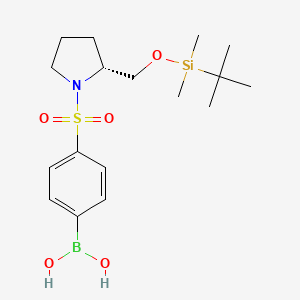 Chemical structure of (4-((4-((tert-Butyldimethylsilyl)oxy)piperidin-1-yl)sulfonyl)phenyl)boronic acid