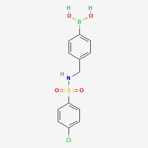 Chemical structure of (4-(((4-chlorophenyl)sulfonamido)methyl)phenyl)boronic acid