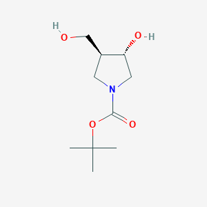 Chemical structure of (3S,4S)-tert-Butyl 3-hydroxy-4-(hydroxymethyl)pyrrolidine-1-carboxylate