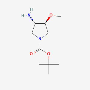 Chemical structure of (3S,4S)-tert-Butyl 3-amino-4-methoxypyrrolidine-1-carboxylate