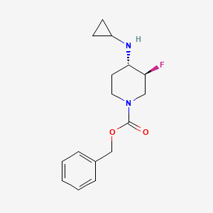 Chemical structure of (3S,4S)-benzyl 4-(cyclopropylamino)-3-fluoropiperidine-1-carboxylate