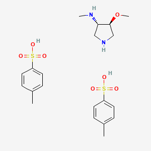 Chemical structure of (3S,4S)-4-Methoxy-N-methylpyrrolidin-3-amine bis(4-methylbenzenesulfonate)